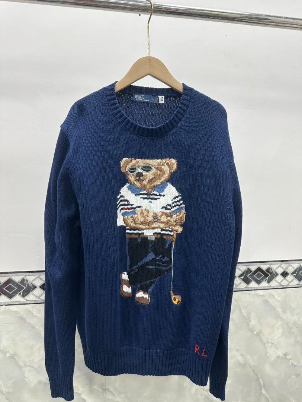🧸 Polo Ralph Lauren Golf Bear Knit Sweater Navy Blue